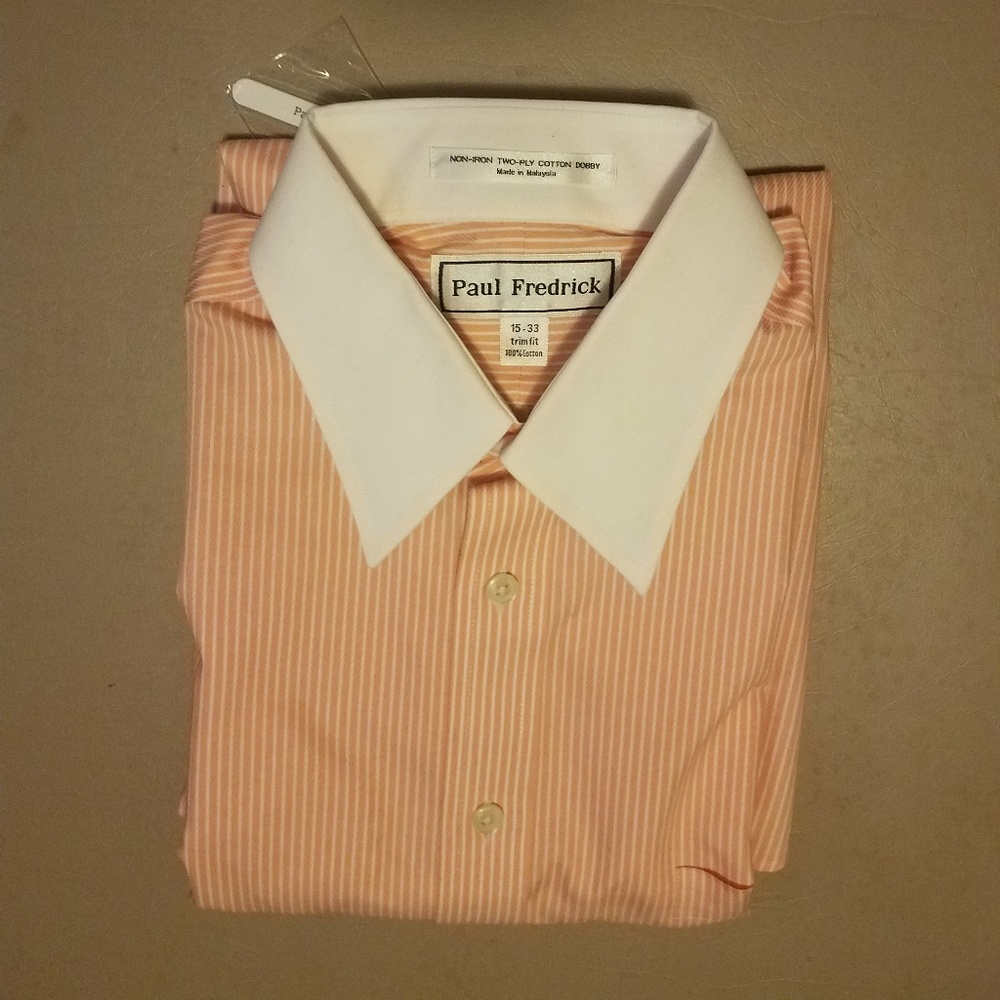 Paul Fredrick Peach Dress Shirt Size 15-33